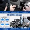 imageVARSK 4in1 Car Vacuum Cleaner High Power Tire Inflator Portable Car Vacuum with Digital Tire Pressure Gauge LCD Display and LED Light 12V DC 15FT Cord Essential Accessories for Men WomenBlack
