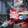 imageVARSK Car Vacuum Cleaner Portable Tire Inflator 4in1 High Power Handheld Car Vacuum ampamp Air Compressor with LED Light and Digital Tire Pressure Gauge LCD Display 12V DC 15FT Cord Car Gifts